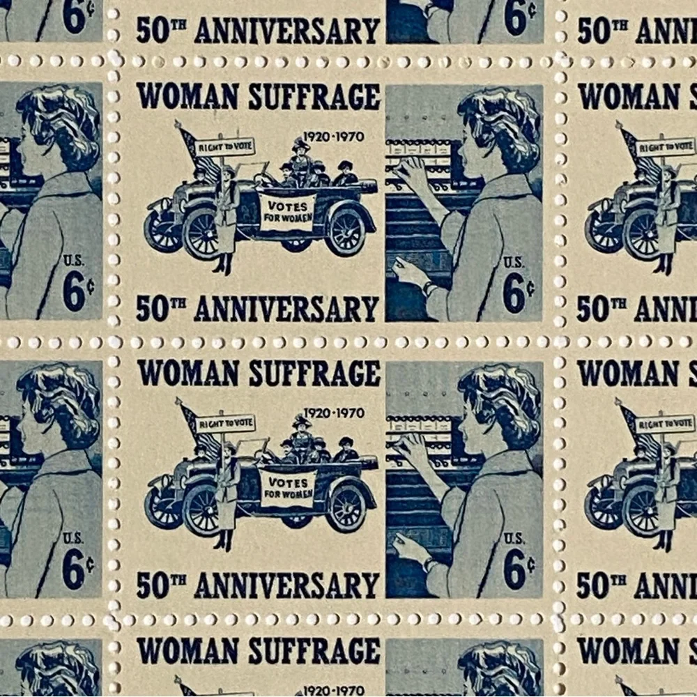 Woman Suffrage Sheet of 50 1970 6 Cent Stamps Scott #1406 MNH Blue White Vote